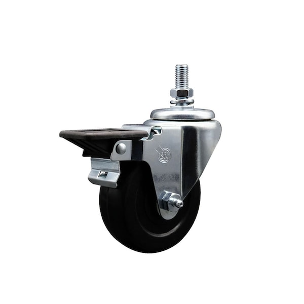 35 Inch Soft Rubber 10 MM Threaded Stem Caster with Brake